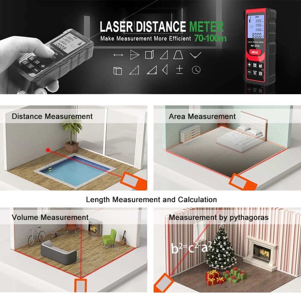 Устройство для измерения расст – обзор и цена Industrial Laser Tape Measure